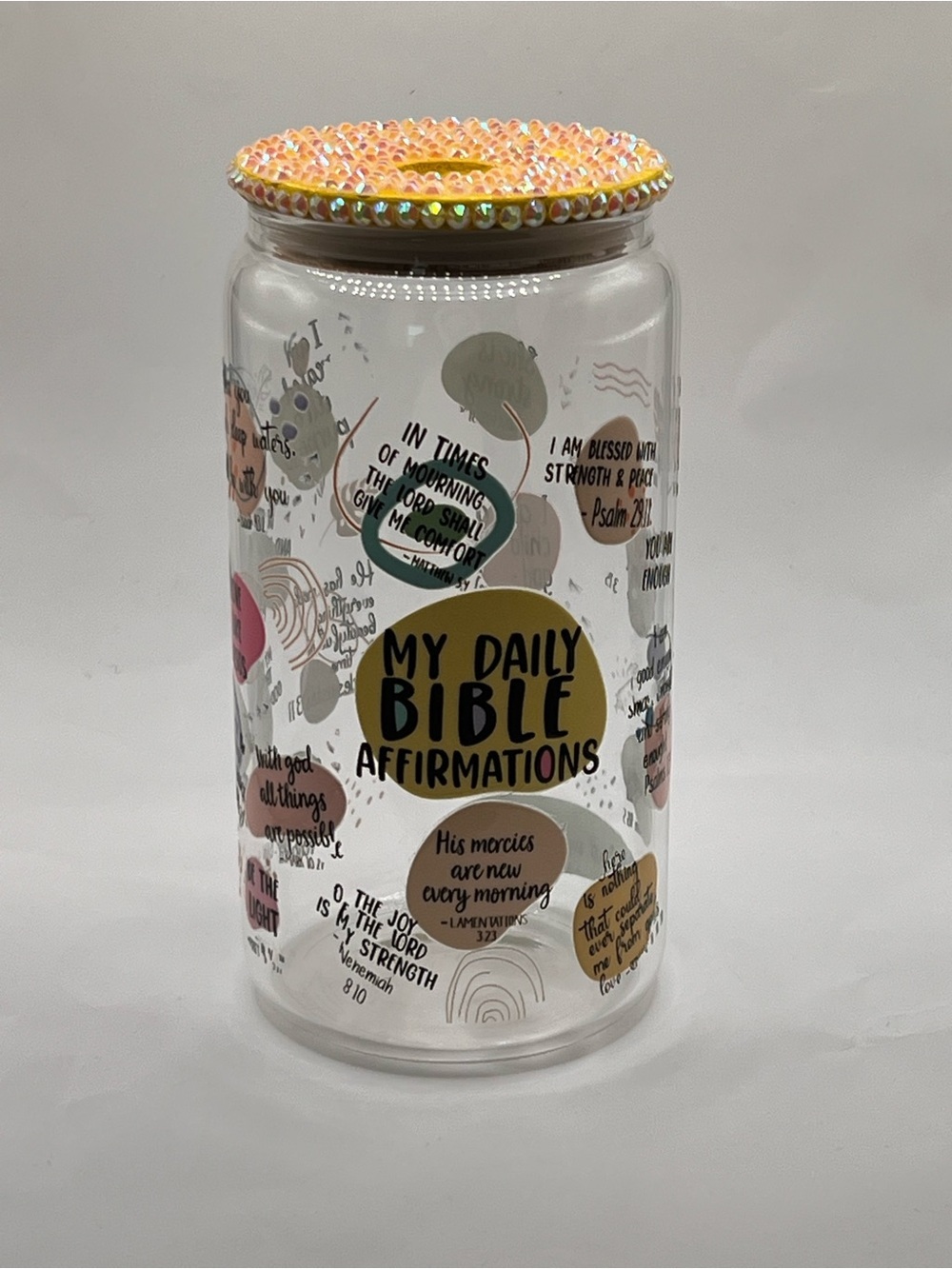 My Daily Bible Affirmations Glass Jar with Decorative Lid - Pink/Gold